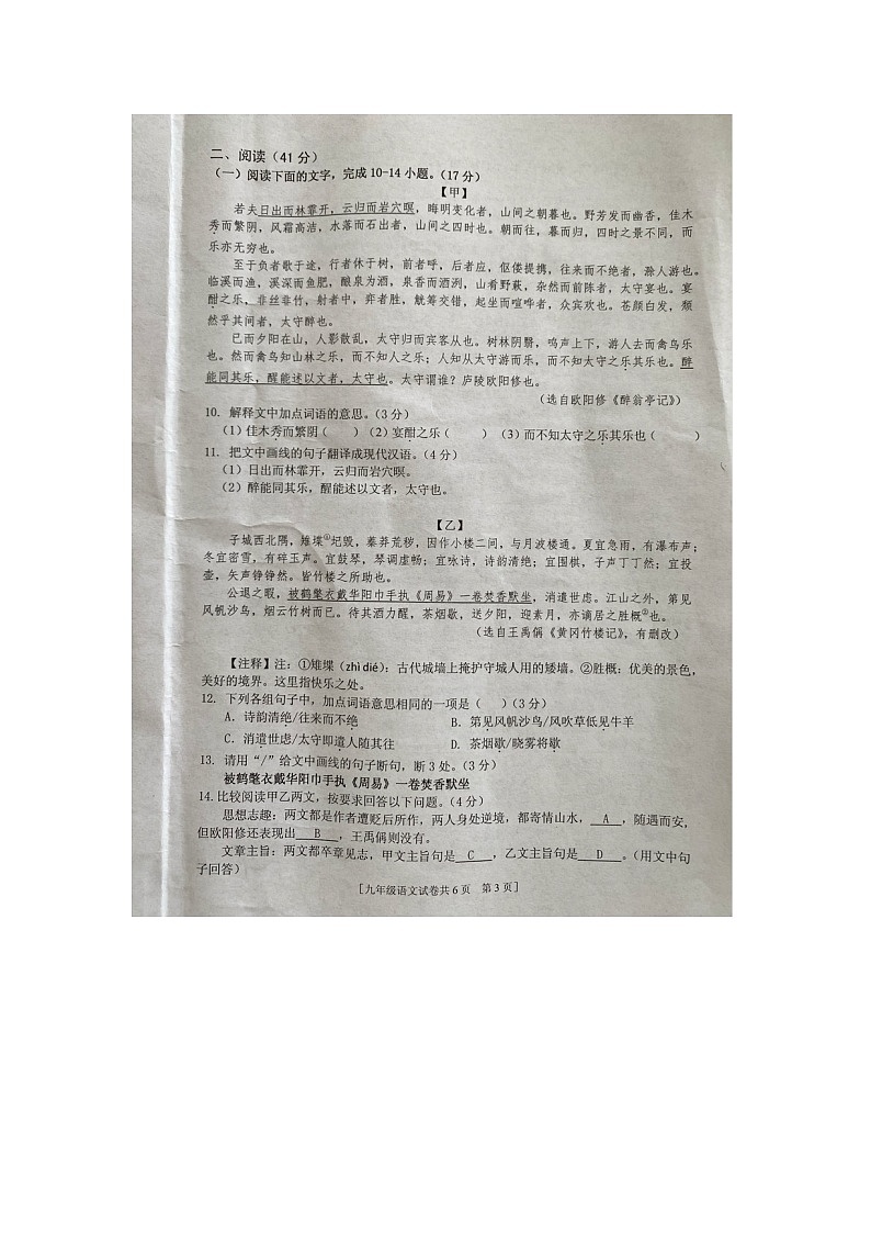 2024年广东省湛江市遂溪县中考二模语文试题03