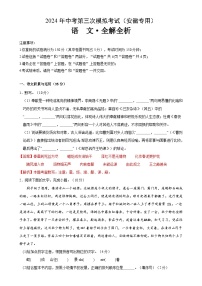 2024年中考第三次模拟考试题：语文（安徽卷）（解析版）