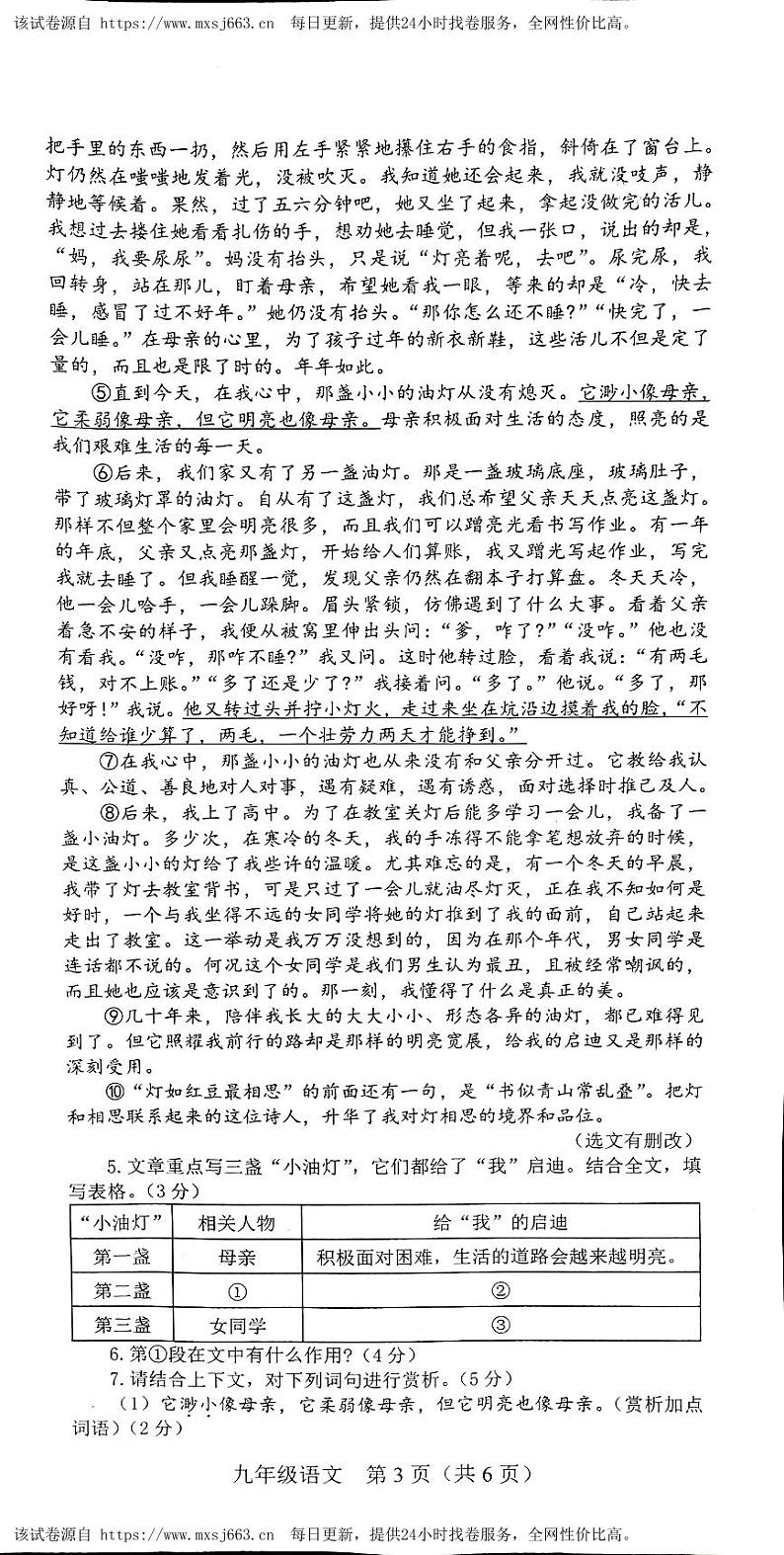 河南省新乡市卫辉市2023-2024学年九年级下学期期中考试语文试题03