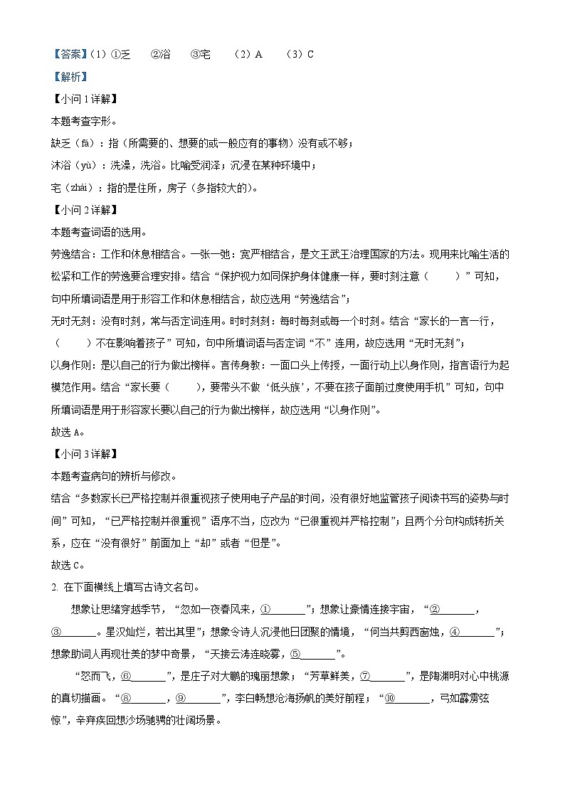 2024年河南省南阳市名校联考中考二模语文试题（解析版）第2页
