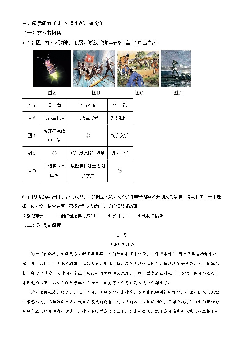 2024年贵州省贵阳市修文县中考一模语文试题（原卷版+解析版）02