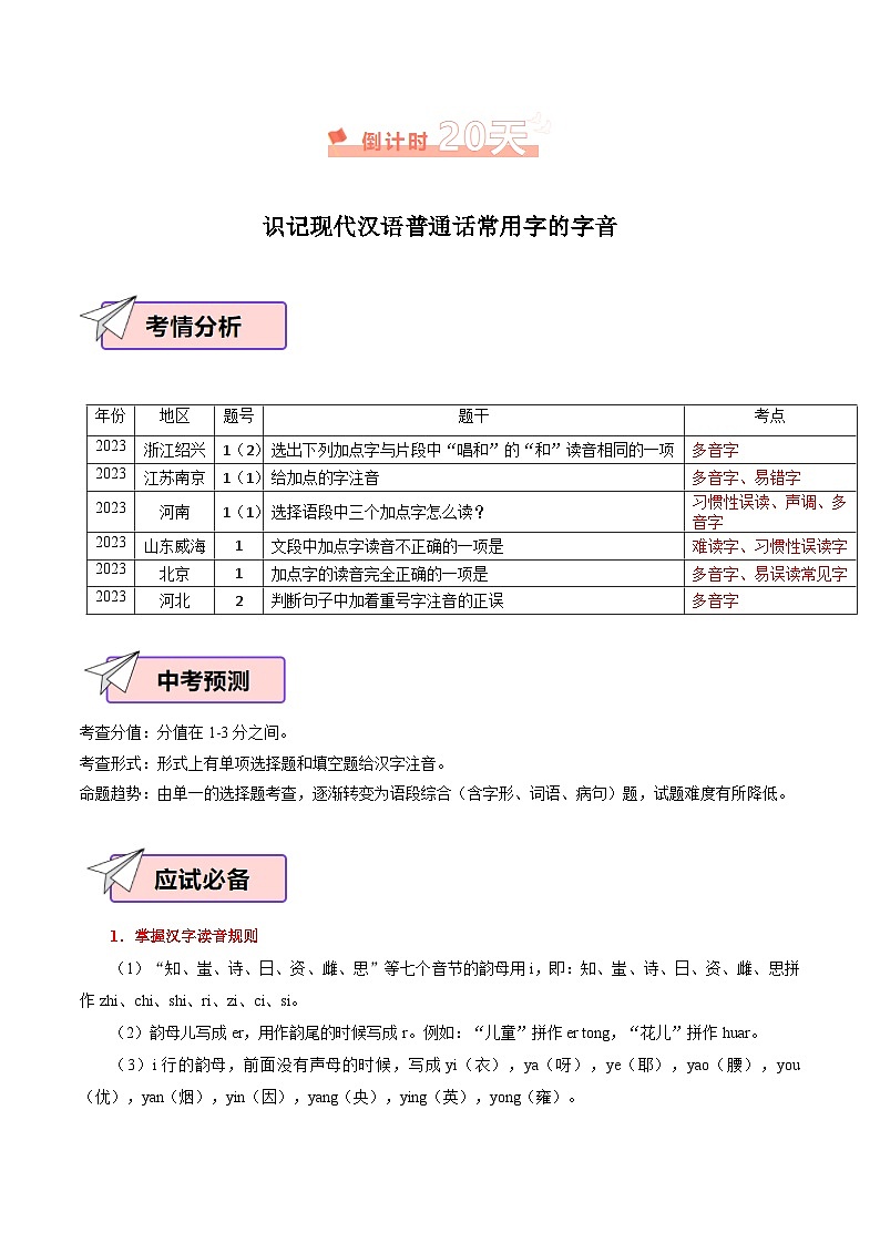 语文（一）-2024年中考考前20天终极冲刺攻略02