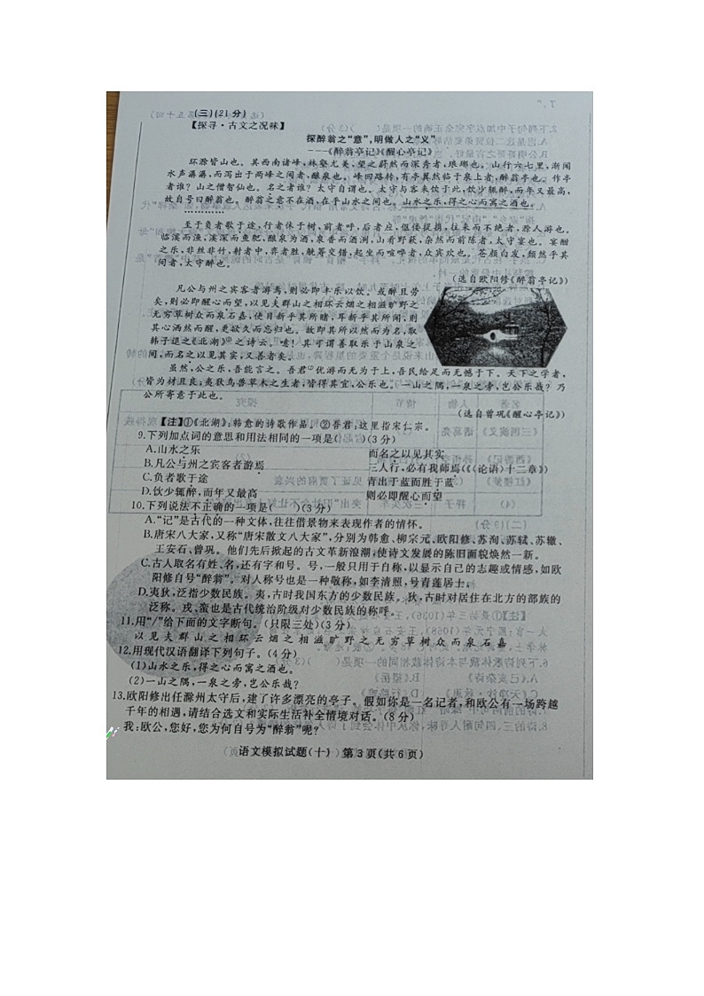 2024年山东省齐河县马集乡中考二模语文试题第3页