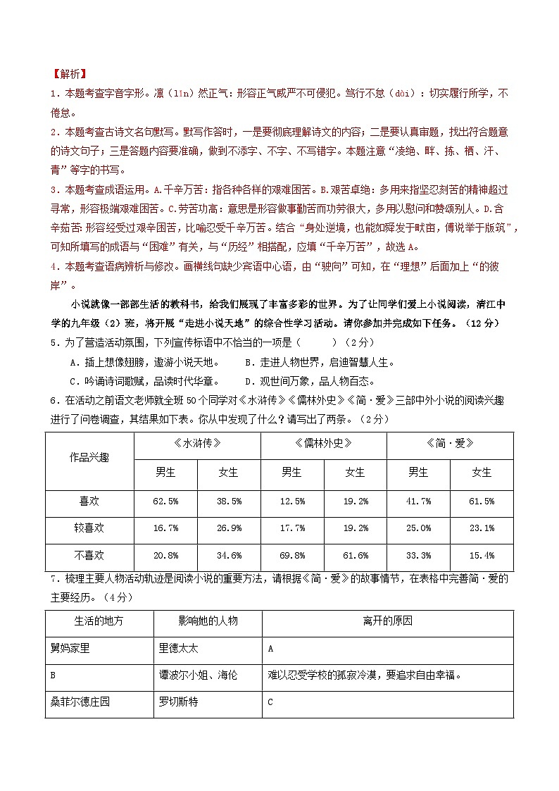 内蒙古卷 考前最后一卷（A4原卷+A3原卷+答案解释+答题卡+参考答案）2024中考语文押题预测02