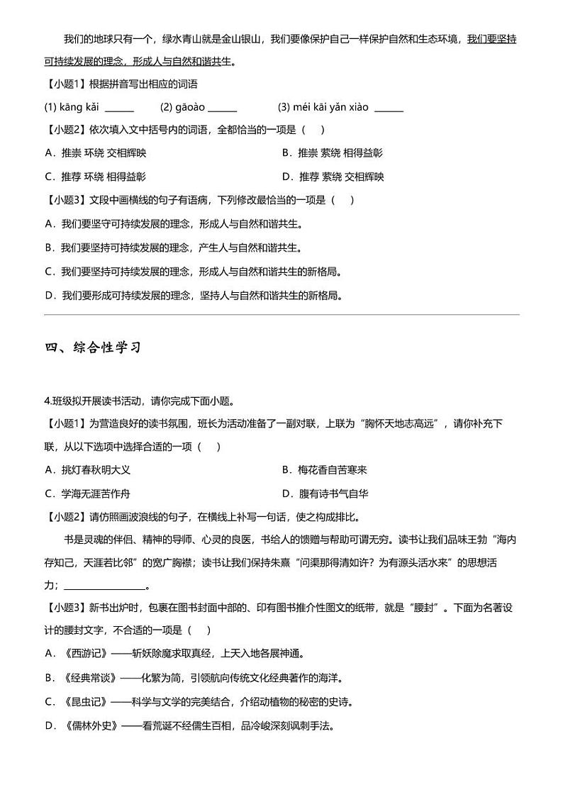 2024年广东佛山禅城区中考二模语文试卷02
