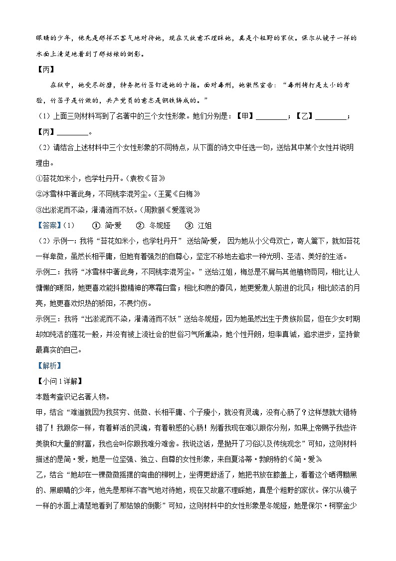 2024年宁夏回族自治区吴忠市中考一模语文试题（教师版）第2页