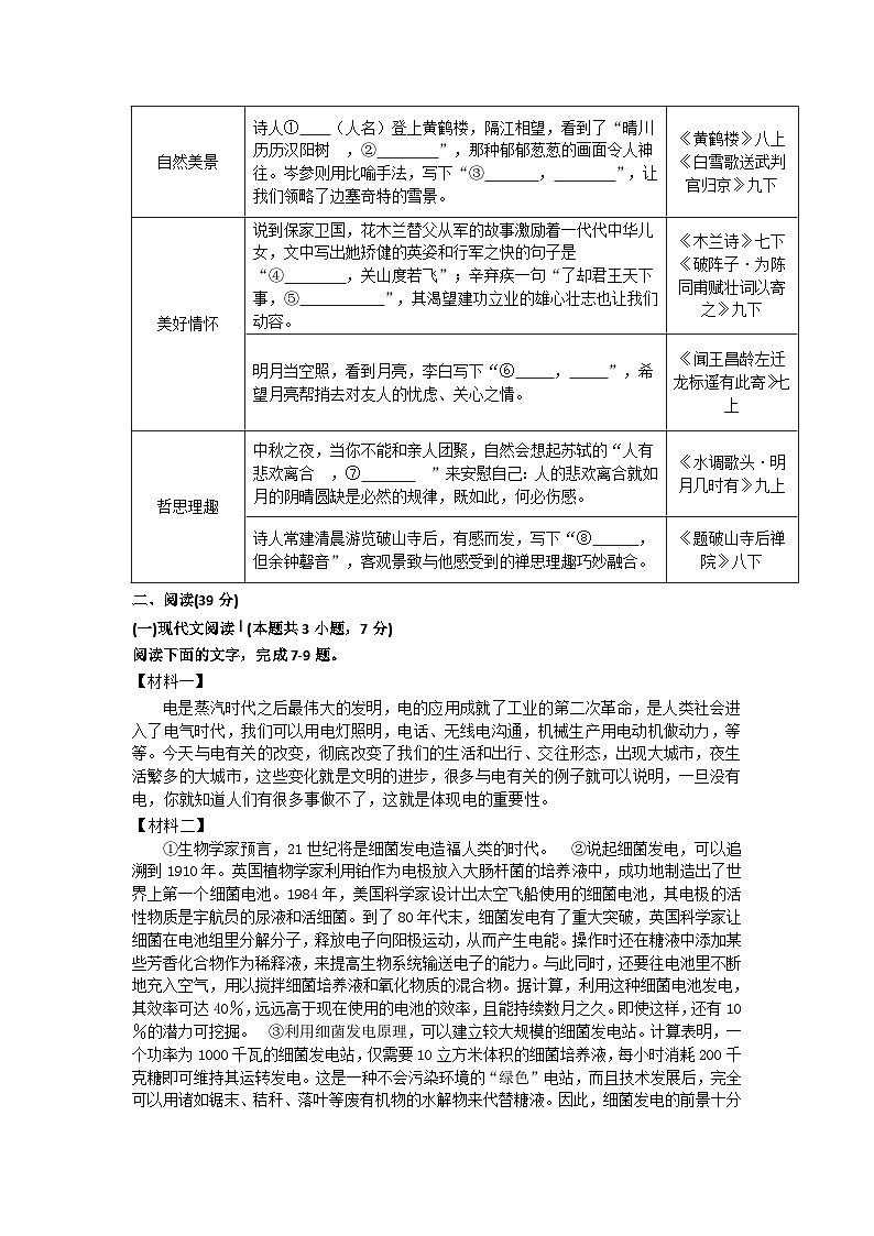 2024年广西中考语文科考前最后冲刺模拟试题02