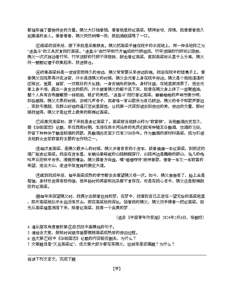 四川省泸州市龙马潭区2024年中考语文一模试卷03