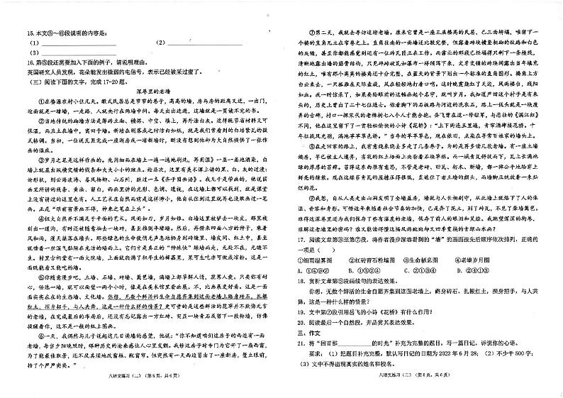 广东省汕头市潮南区陈店实验学校等校联考2023-2024学年八年级下学期6月月考语文试题03
