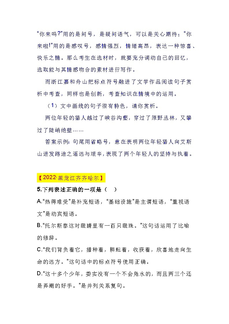 中考语文试题分类汇编：标点符号第2页