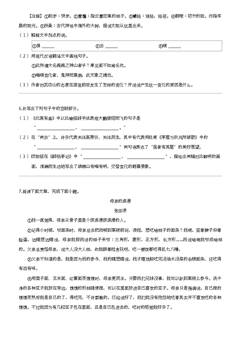 江西省瑞金一中、丰城九中2022-2023学年八年级下学期期末联考语文学科试题第3页