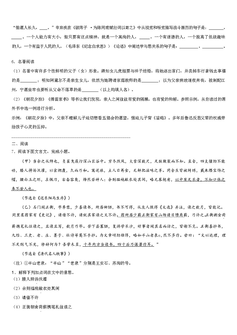 2024年广西南宁市中考语文模拟精编试卷含解析第2页