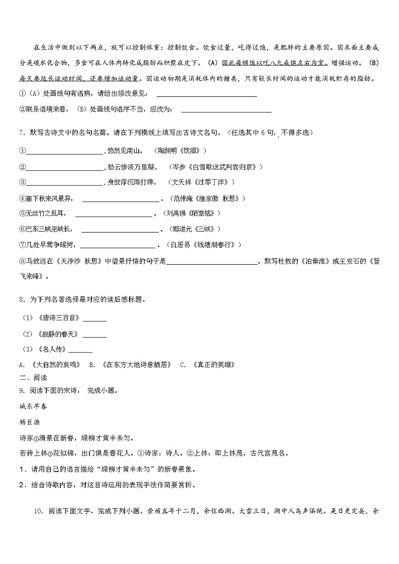 江苏省南京市南师附中江宁分校2024年中考适应性考试语文试题（解析版）第3页
