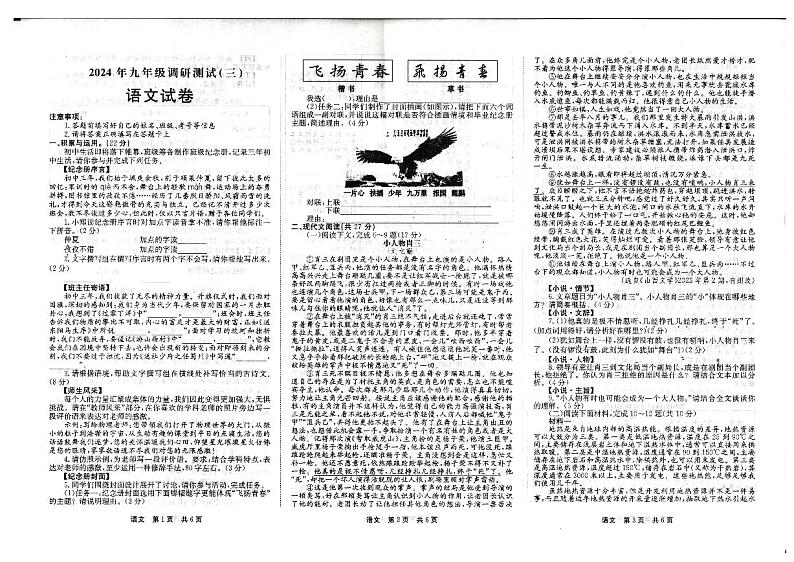 2024年河南省南阳市内乡县中考三模考试语文试卷01