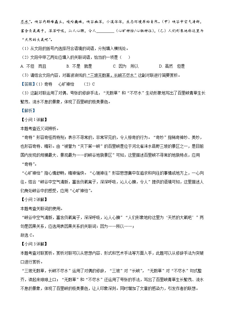 河北省沧州市孟村回族自治县2023-2024学年九年级下学期月考语文试题03