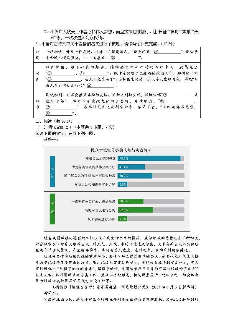 2024年广西初中学业水平考试全真模拟语文试题（含答案）第2页