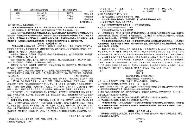 2024年宁夏银川市唐徕中学中考第三次模拟考试语文试卷(1)第2页