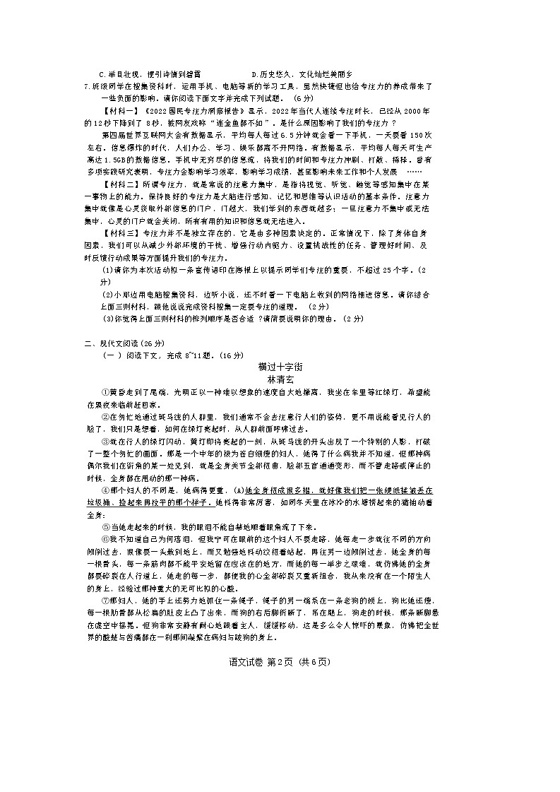 2024年河南省驻马店市汝南县校联考中考模拟预测语文试题02