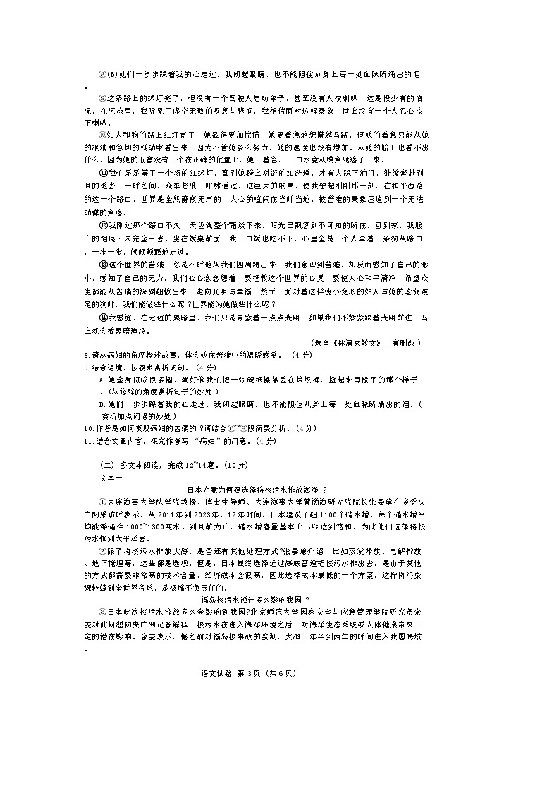 2024年河南省驻马店市汝南县校联考中考模拟预测语文试题03