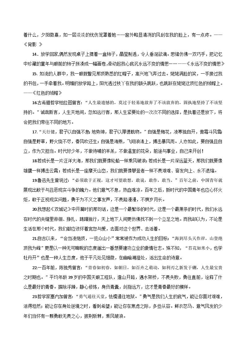 素材04：中考作文开头段落精选（多种类型）-2024年中考语文作文押题预测及素材积累02