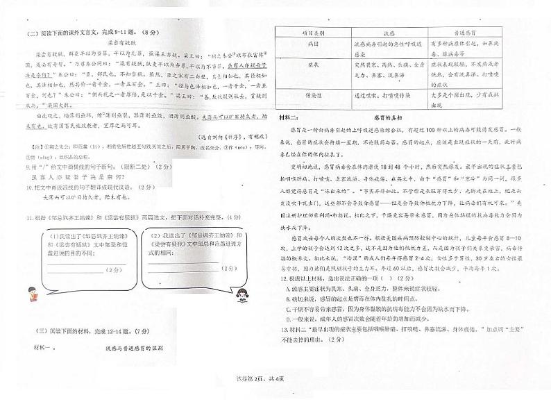 2024年吉林省长春汽车经济技术开发区中考模拟综合练习（三模）语文试卷第2页