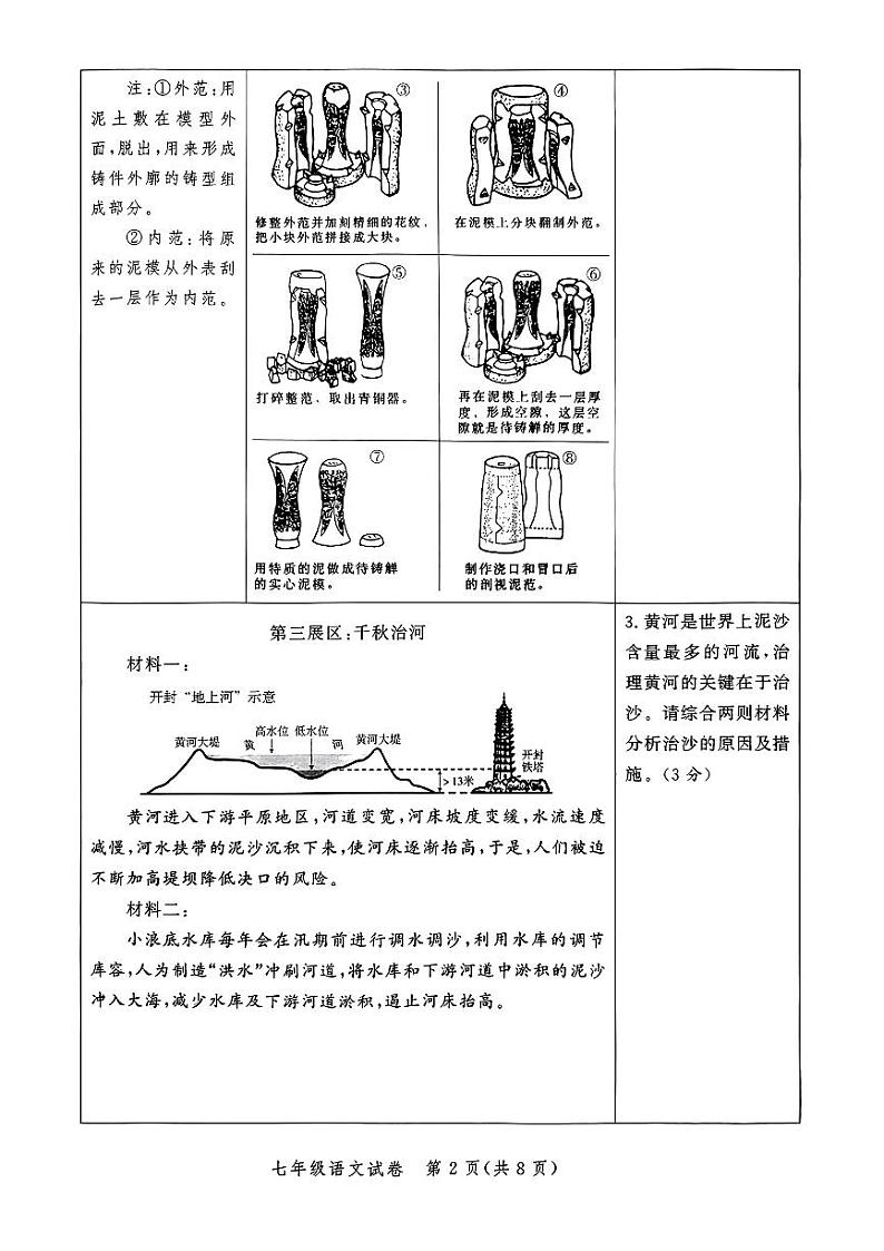 河南省郑州市高新区2023—2024学年七年级下期期末调研语文试卷第2页