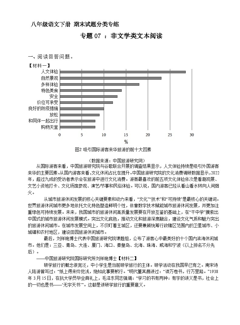 八年级语文下册期末试卷分类专练08  非文学类文本阅读（原卷+答案与解释）2023-2024学年第二学期 统编版01