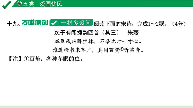 2024成都语文中考试题研究备考 第五部分 古诗文阅读 第五类  爱国忧民【课件】第8页