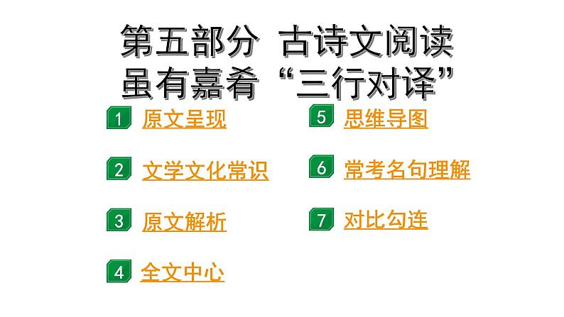 2024成都语文中考试题研究备考 第五部分 古诗文阅读 虽有嘉肴“三行对译”（讲）【课件】第1页