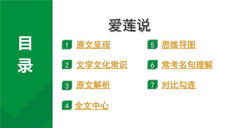 2024成都语文中考试题研究备考 古诗文阅读 爱莲说“三行对译”（讲）【课件】第1页