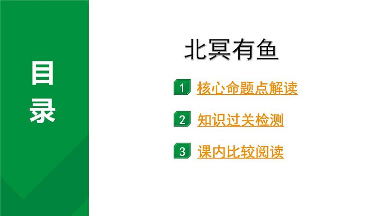 2024成都语文中考试题研究备考 古诗文阅读 北冥有鱼（练）【课件】第1页
