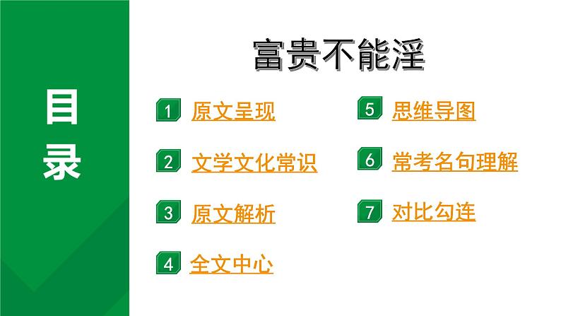 2024成都语文中考试题研究备考 古诗文阅读 富贵不能淫“三行对译” （讲）【课件】第1页