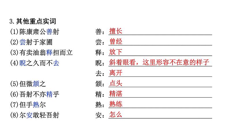 2024成都语文中考试题研究备考 古诗文阅读 卖油翁（练）【课件】第4页