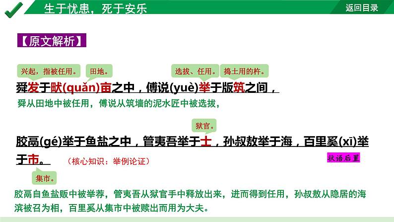 2024成都语文中考试题研究备考 古诗文阅读 生于忧患，死于安乐“三行对译” （讲）【课件】第5页