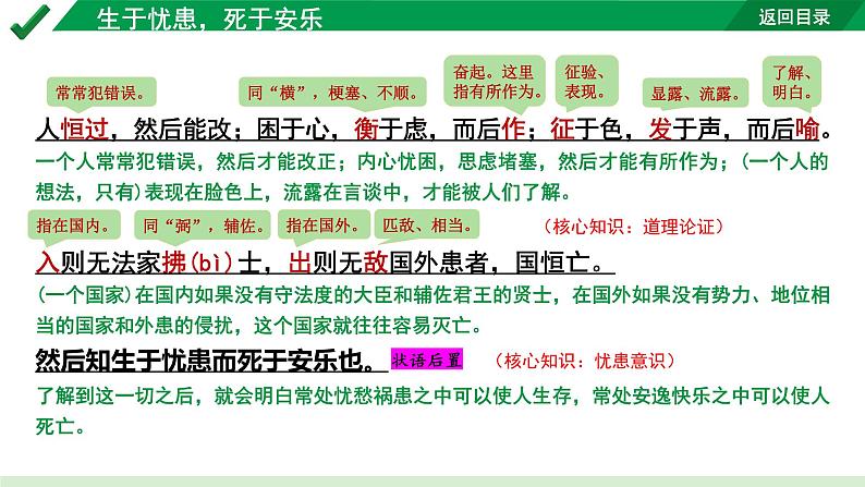 2024成都语文中考试题研究备考 古诗文阅读 生于忧患，死于安乐“三行对译” （讲）【课件】第7页