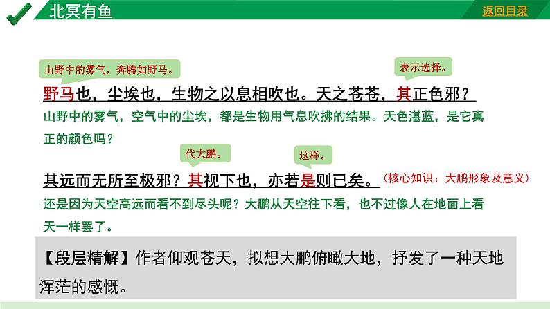2024成都语文中考试题研究备考 古诗文阅读 专题一 文言文阅读 北冥有鱼“三行对译”（讲）【课件】第6页