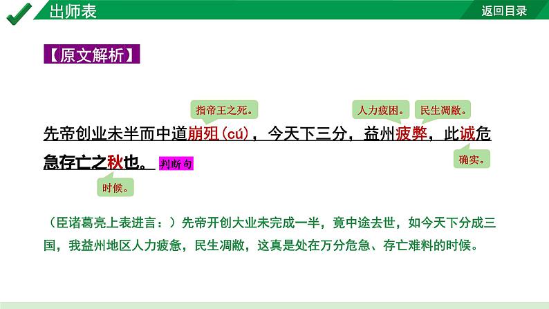 2024成都语文中考试题研究备考 古诗文阅读 专题一 文言文阅读 出师表“三行对译”（讲）【课件】07
