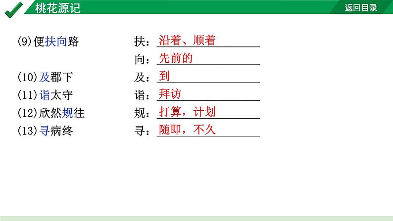 2024成都语文中考试题研究备考 古诗文阅读 专题一 文言文阅读 桃花源记（练）【课件】第6页