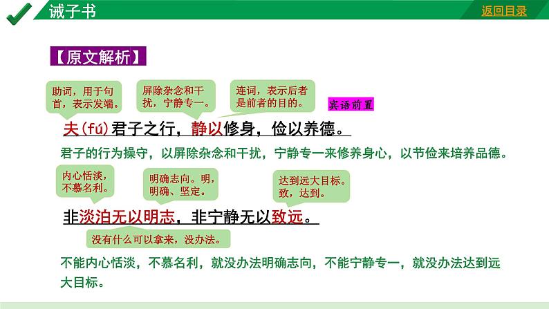 2024成都语文中考试题研究备考 古诗文阅读 专题一 文言文阅读 诫子书“三行对译”（讲）【课件】第4页
