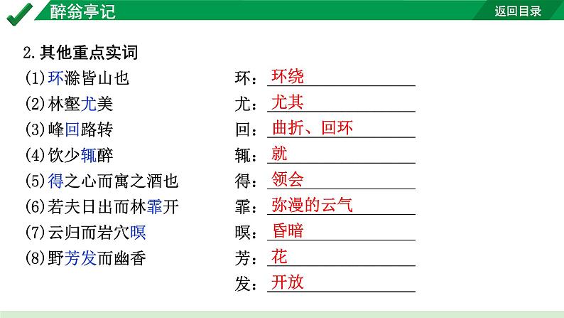 2024成都语文中考试题研究备考 古诗文阅读 醉翁亭记（练）【课件】第6页