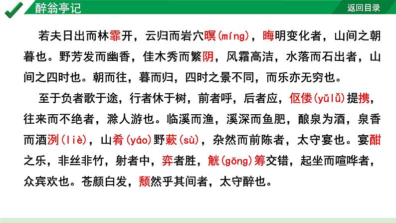 2024成都语文中考试题研究备考 古诗文阅读 专题一 文言文阅读 醉翁亭记“三行对译”（讲）【课件】第3页