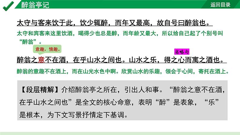 2024成都语文中考试题研究备考 古诗文阅读 专题一 文言文阅读 醉翁亭记“三行对译”（讲）【课件】第8页