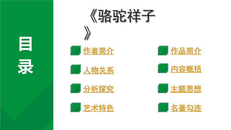 2024成都语文中考试题研究备考第二部分名著阅读6名著思维导图-《骆驼祥子》【课件】第1页