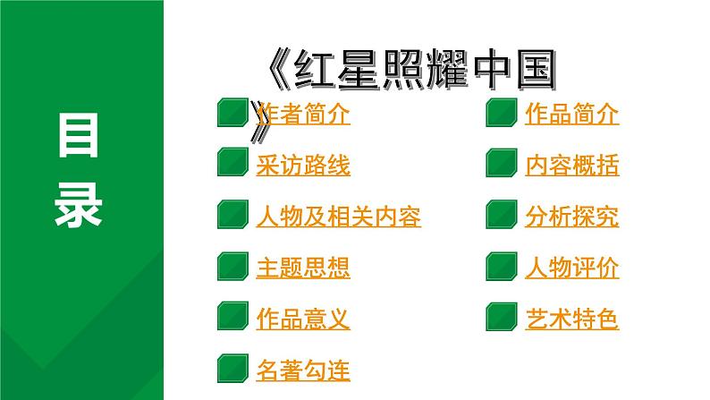 2024成都语文中考试题研究备考第二部分名著阅读10名著思维导图-《红星照耀中国》【课件】第1页