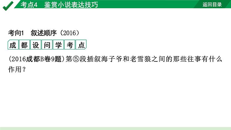 2024成都语文中考试题研究备考专题二  记叙文(含文学作品)阅读 小说 考点4  鉴赏小说表达技巧【课件】第2页