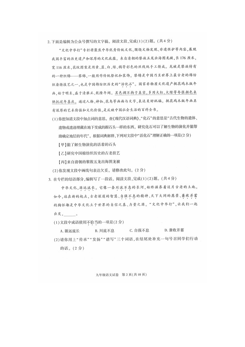 2024北京朝阳初三二模语文试题及答案02