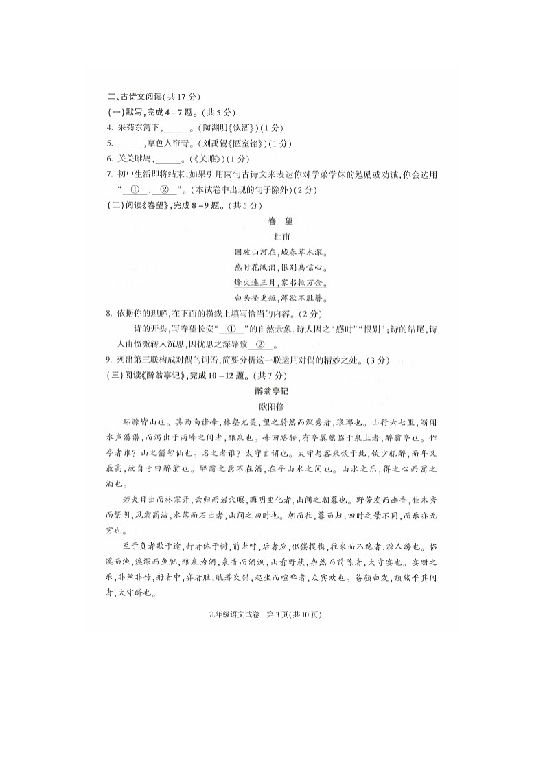 2024北京朝阳初三二模语文试题及答案03