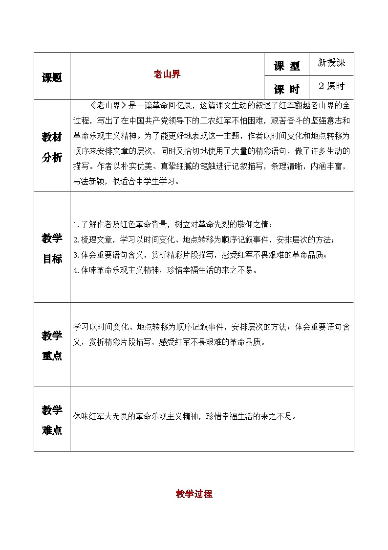 部编版初中语文七下6《老山界》课件+教案01