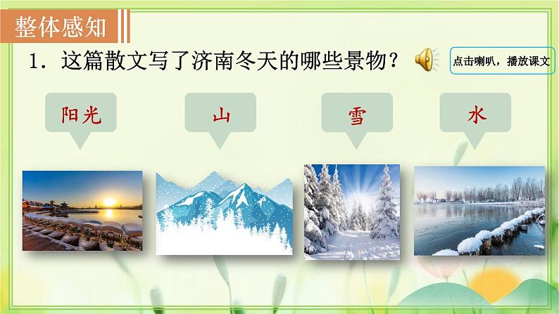 人教版语文七年级上册 第1单元 2  济南的冬天 PPT课件+教案06