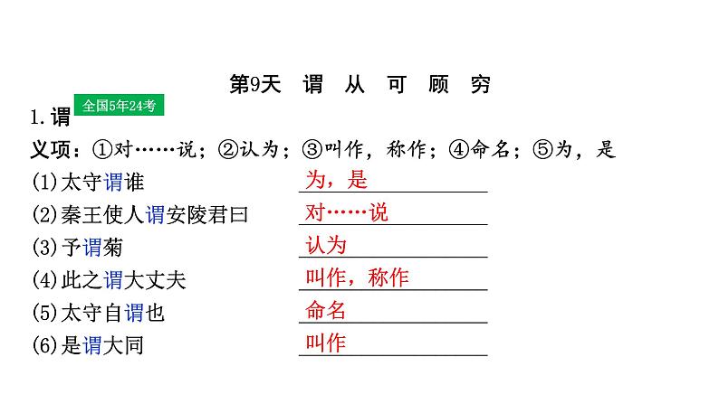 2024成都中考语文备考三轮冲刺 一词多义迁移练 第9～16天 (课件)第2页